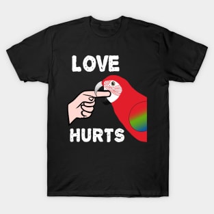 Love Hurts Greenwing Macaw Parrot Biting T-Shirt